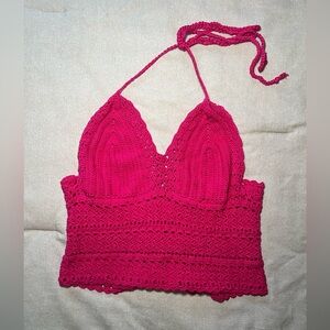 Y2K crochet halter crop top